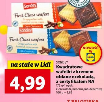 Lidl Wafelki z kremem oblane mleczną czekoladą sondey oferta