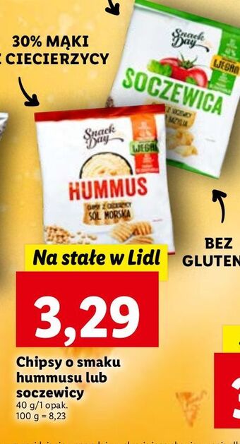 Lidl Chipsy z ciecierzycy o smaku hummusa snack day oferta