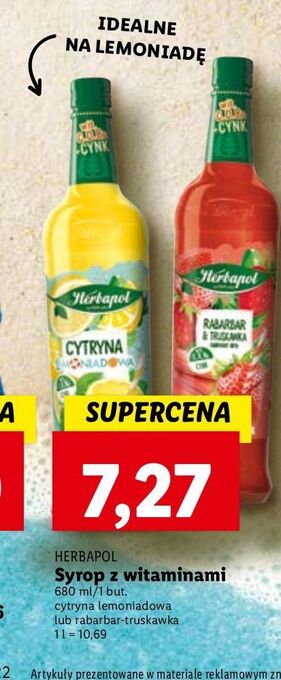 Lidl Syrop rabarbar-truskawka herbapol smaki lata oferta