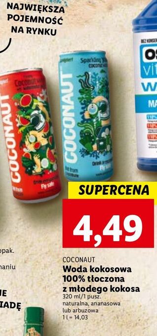 Lidl Woda kokosowa coconaut oferta