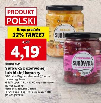 Lidl Surówka z białej kapusty runoland oferta