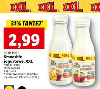 Lidl Smoothie jogurtowe truskawka i jabłko pilos pure oferta