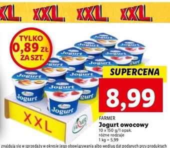 Lidl Jogurt brzoskwiniowy + jogurt truskawkowy farmer oferta