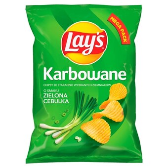 Stokrotka Express Lay's chipsy ziemniaczane karbowane o smaku zielona cebulka 210 g oferta