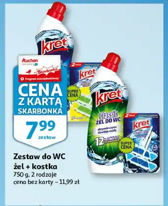 Auchan Żel do wc classic 750 ml + kostka do wc 2 x 40 g 1 SZT oferta