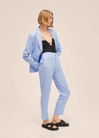 MANGO Spodnie garniturowe z 100% lnu oferta