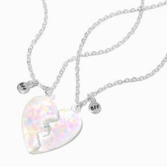 Claire's Best friends iridescent split heart pendant necklaces - 2 pack oferta