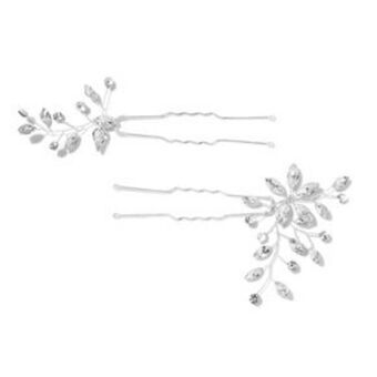 Claire's Crystal spray floral hair pins (2 pack) oferta