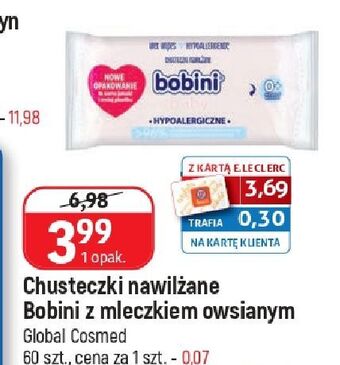 E.Leclerc Chusteczki wilgotne z mleczkiem owsianym (hypoalergiczne) bobini baby oferta