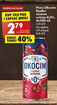 Biedronka Piwo okocim radler ciemny wiśnia 0% oferta