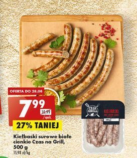 Biedronka Kiełbaski surowe białe cienkie czas na grill oferta