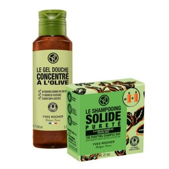 Yves Rocher Zestaw eko szampon w kostce oczyszczający + skoncentrowany żel pod prysznic oliwka oferta