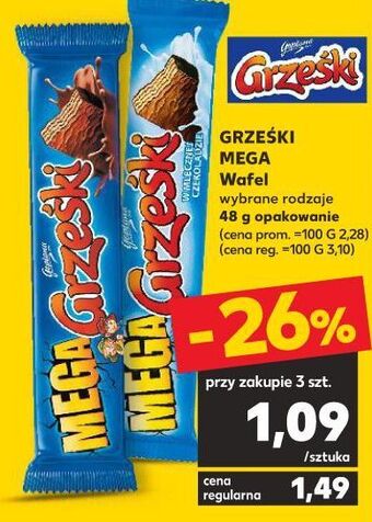 Kaufland Wafelek kakaowy w czekoladzie deserowej grześki mega oferta
