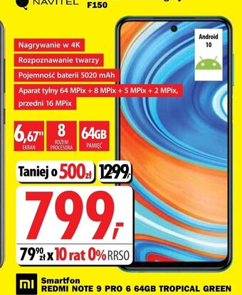 Media Expert Smartfon REDMI NOTE 9 PRO 6 64GB Tropical Green oferta