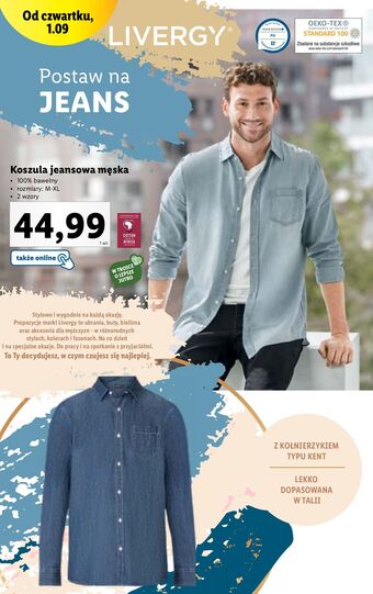 Lidl Koszula jeans m-xl livergy oferta
