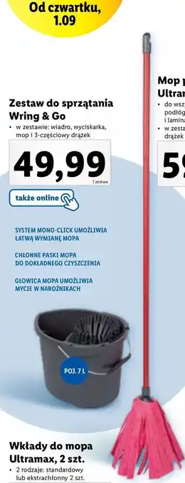 Lidl Zestaw wring & go: wiadro + mop drążek vileda oferta