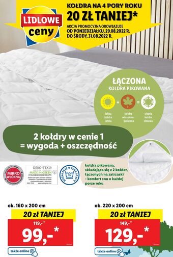 Lidl Kołdra na 4 pory roku 220 x 200 cm livarno home oferta
