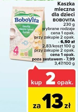 Carrefour Kaszka mleczno-ryżowa z bananami bobovita oferta