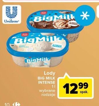 Carrefour Lody super śmietanka intense algida big milk oferta