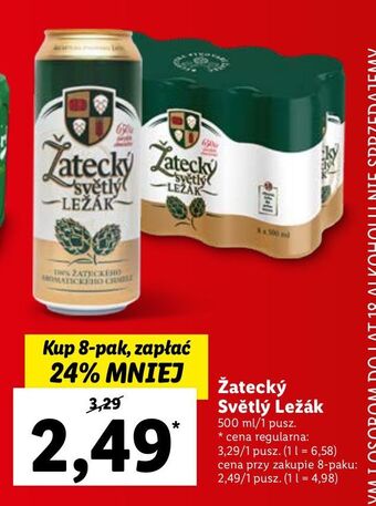 Lidl Piwo zatecky svetly lezak oferta