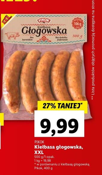 Lidl Kiełbasa głogowska pikok oferta