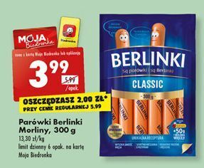 Biedronka Parówki classic morliny berlinki oferta