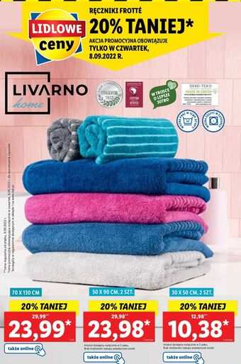 Lidl Ręczniki frotte 30 x 50 cm livarno home oferta