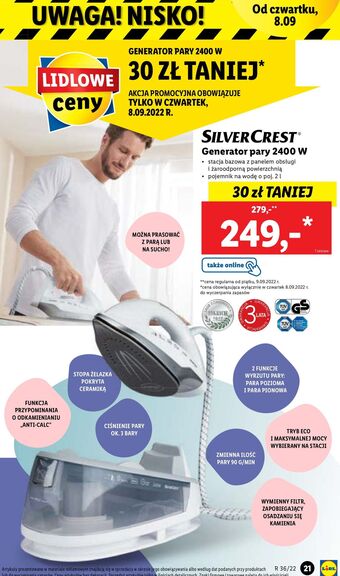 Lidl Generator pary 2400 w silvercrest oferta