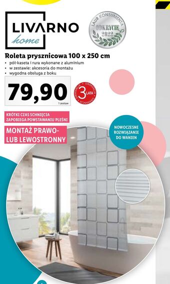Lidl Roleta prysznicowa 100 x 250 cm livarno home oferta