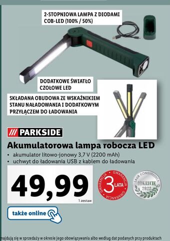 Lidl Lampa akumulatorowa robocza parkside oferta