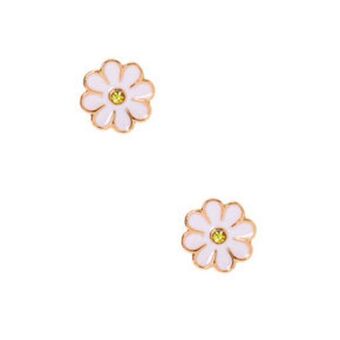 Claire's Sterling silver rose gold daisy stud earrings - white oferta