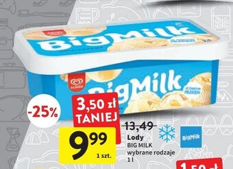 Intermarche Lody śmietankowe algida big milk oferta