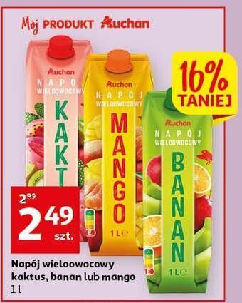 Auchan Napój kaktus auchan różnorodne (logo czerwone) oferta