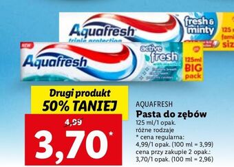Lidl Pasta do zębów fresh & minty aquafresh triple protection oferta