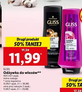 Lidl Odźywka do włosów gliss kur ultimate repair oferta