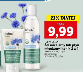 Lidl Płyn micelarny-tonik 2w1 oczyszczający łagodny tołpa green oferta
