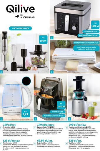 Auchan Czajnik szklany q5503 biały qilive oferta