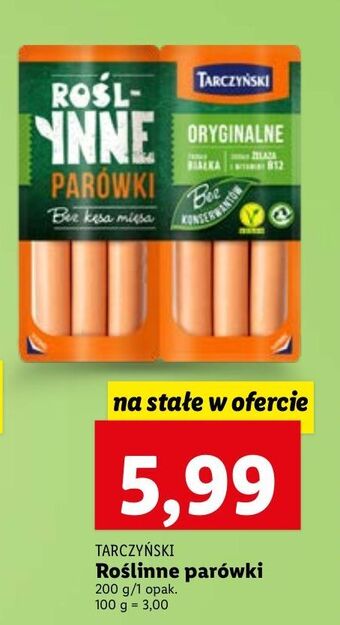 Lidl Parówki oryginalne tarczyński roślinne oferta