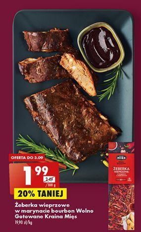 Biedronka Żeberka wieprzowe w marynacie bourbon wolno gotowane kraina mięs oferta