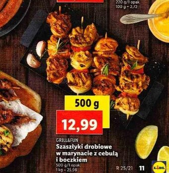 Lidl Szaszłyki drobiowe w marynacie z cebulą i boczkiem 500g oferta