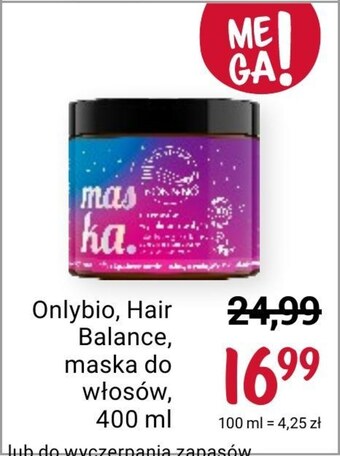 Rossmann Maska do włosów onlybio oferta