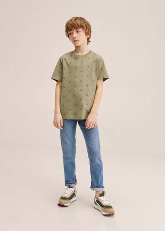 MANGO Bawełniany wzorzysty t-shirt oferta