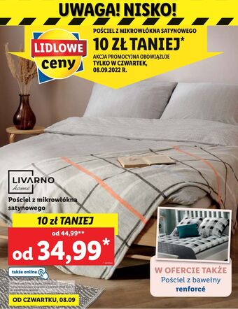 Lidl Komplet pościeli dwustronnej z mikrowłókna satynowego 140 x 200 + 70 80 cm livarno home oferta