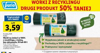Lidl Worki na śmieci pure green 35 l purio oferta