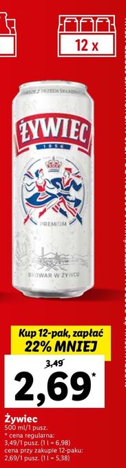 Lidl Piwo żywiec jasne pełne oferta