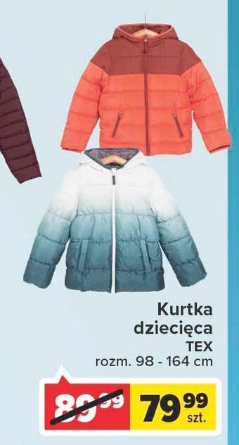 Carrefour Kurtka dziecięca 98 - 164 cm tex oferta