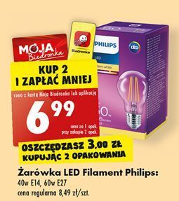 Biedronka Żarówka 60w e27 philips oferta