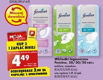 Biedronka Wkładki higieniczne normal femina daily freshness oferta