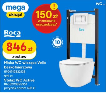Castorama Miska WC wisząca Velia bezkołnierzowa + stelaż WC Active oferta