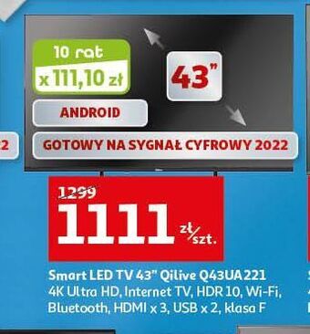 Auchan Telewizor 43" q43ua221 qilive oferta